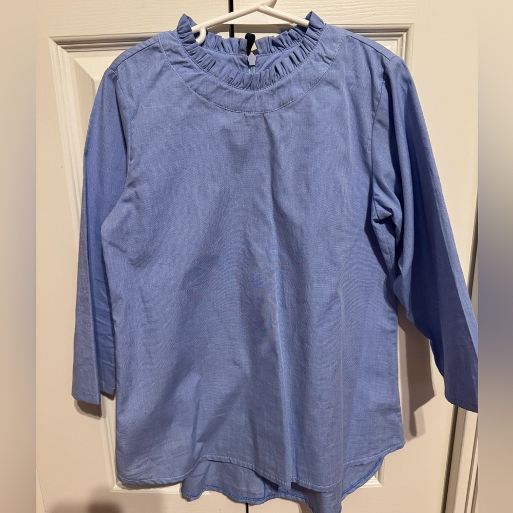Blue Long Sleeve Blouse